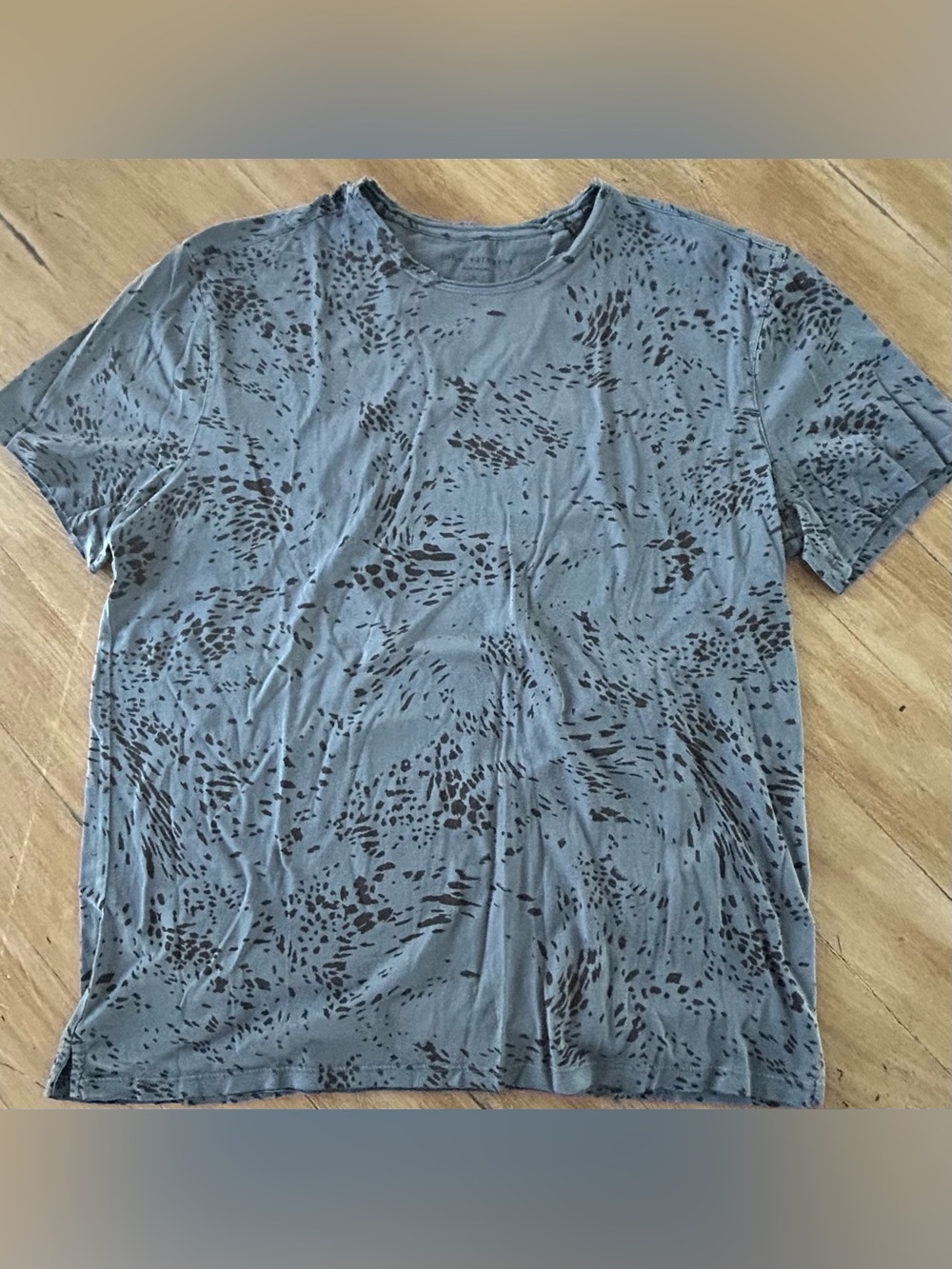 John Varvatos Slate Blue Short-Sleeve Crew with Dark Speckle Print